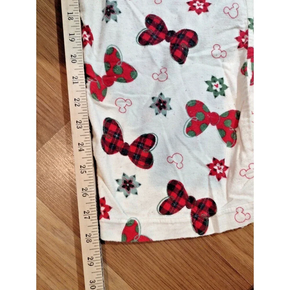 Disney Parks Pajamas Women's L  2 Piece Set Flannel Minnie Mouse Bows Holiday - Picture 10 of 10
